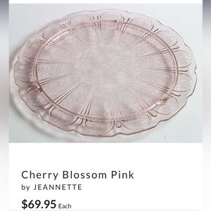 Vintage Depression Glass Jeanette Blossom Pink Cake Plate